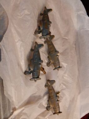 Vintage Metal Airplane Drawer Pulls- Set of 4 in Antique Grey Finish
